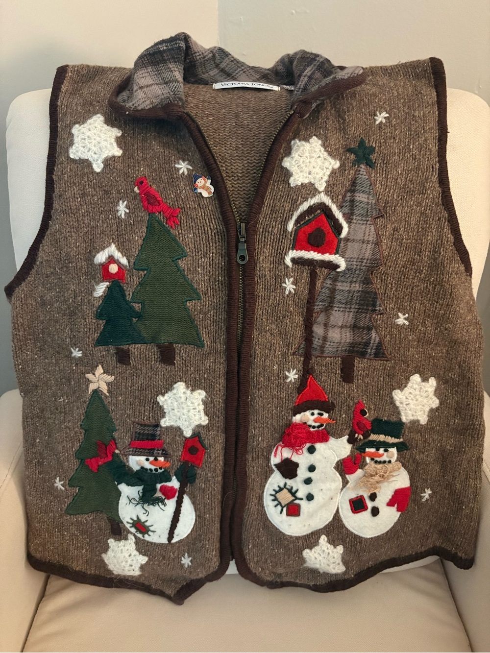 Kids Brown Holiday Snowman Vest - Unbranded
